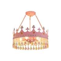 childrens room pendant lamp living hall crown crystal hanging light fixtures indoor simple led lights eye protection chandelier