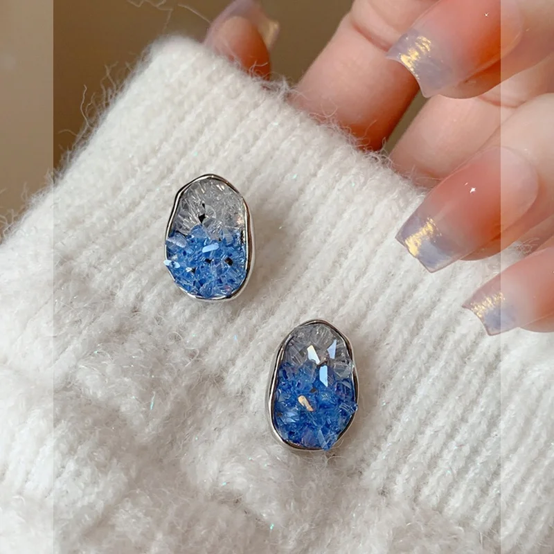  Женские серьги с градиентом синего морского кристалла новинка 2024 популярные
