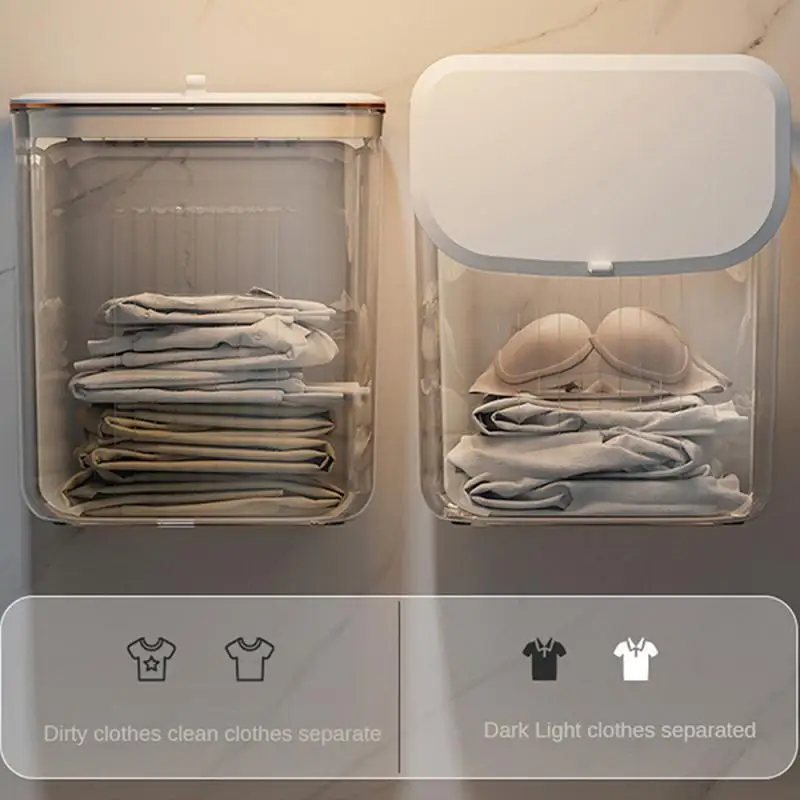 

Dirty Clothes Basket Large For Clothes Toys Removable Waterproof Wall Hanging Storage Bathroom Wall Laundry Hamper Punche-free