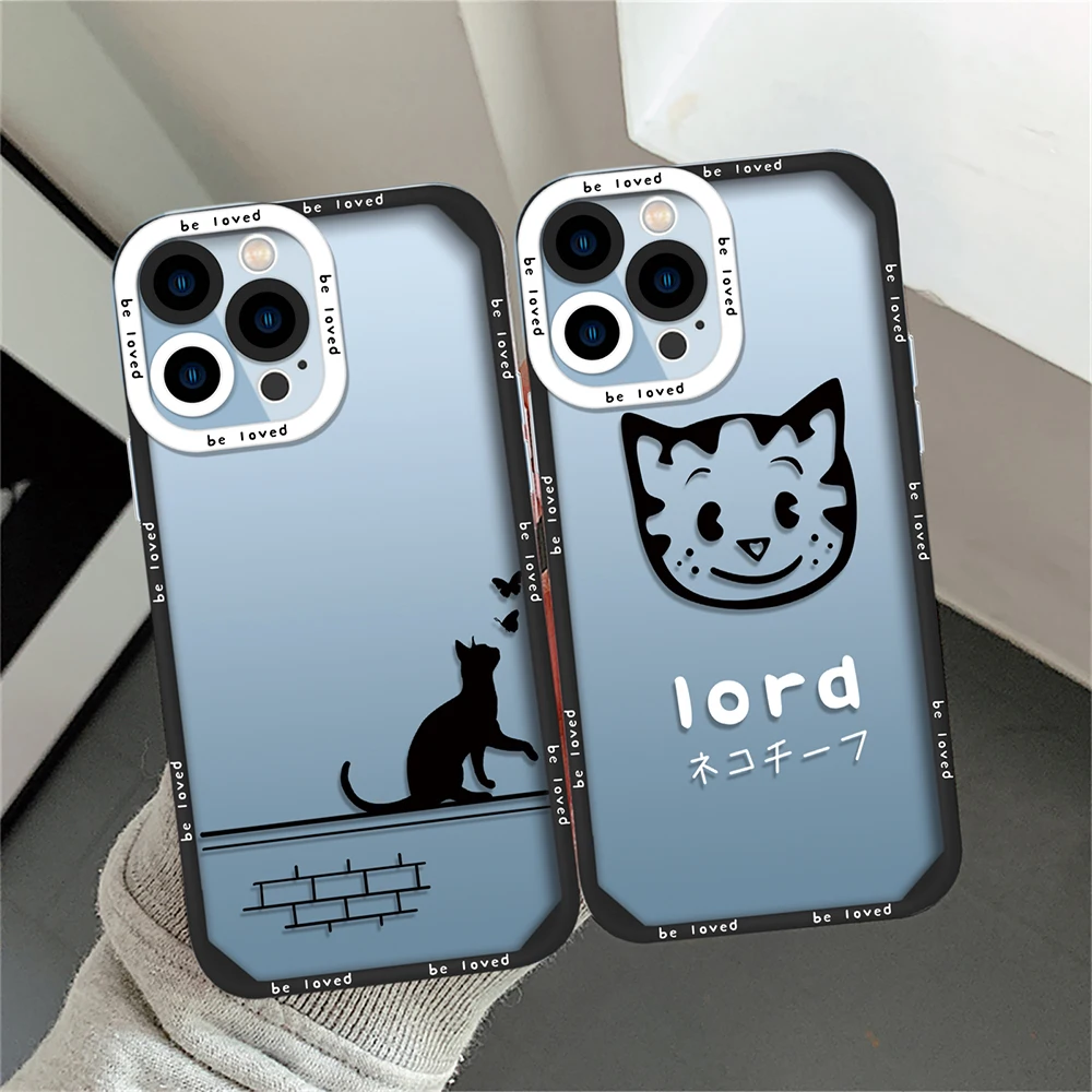 

Black Cat Soft Phone Case for iPhone 13 14 11 12 Pro Max Mini XS XR X 7 8 Plus Shockproof Silicone TPU Back Cover Clear Fundas