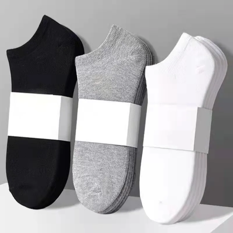 

Summer thin section black and white gray men's solid color low top shallow mouth invisible fashion polyester cotton socks