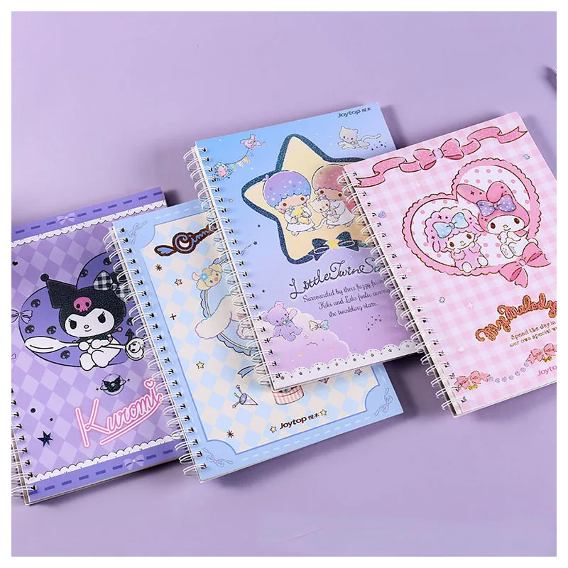 

Sanrioed Kawaii My Melody Cinnamoroll Kuromi Anime Cartoon Checkerboard A4 Coil Painting Blank Book Thickened Sketchbook Cute