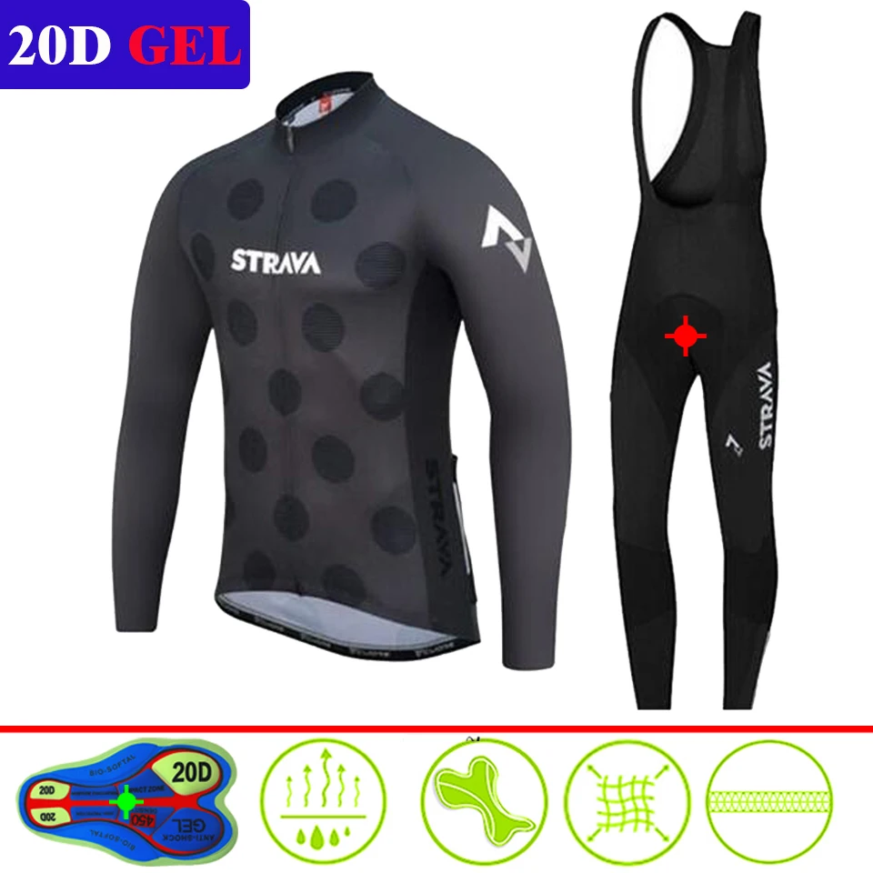

Long Sleeves Autumn Thin Mem Cycling Jerseys MTB Bike Ropa Ciclismo Cycle Sportswear Pro STRAVA Team Cycling Clothing Black