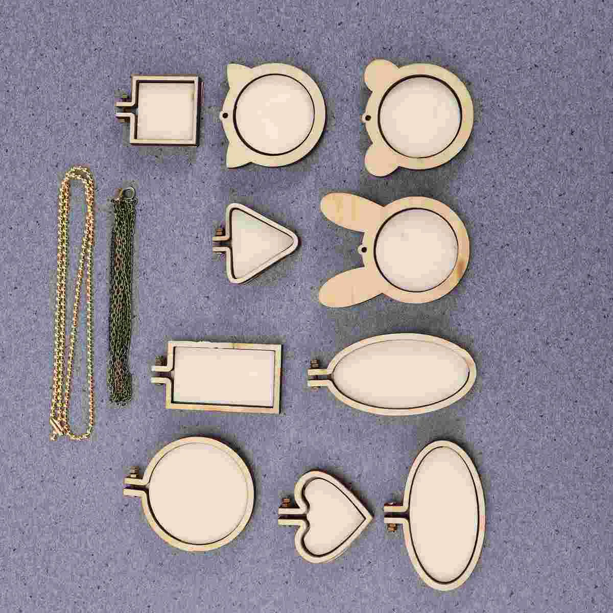 

12 Pcs Wooden Embroidery Hoop Mini Crossing Oval Ring Needlepoint Frames Craft Hoops