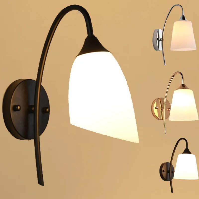 

American Bedside Glass Wall Lamp Bedroom Iron Antique Wall Sconce Light Fixtures Hotel Wall Lamp Room Corridor Led Lampara Pared