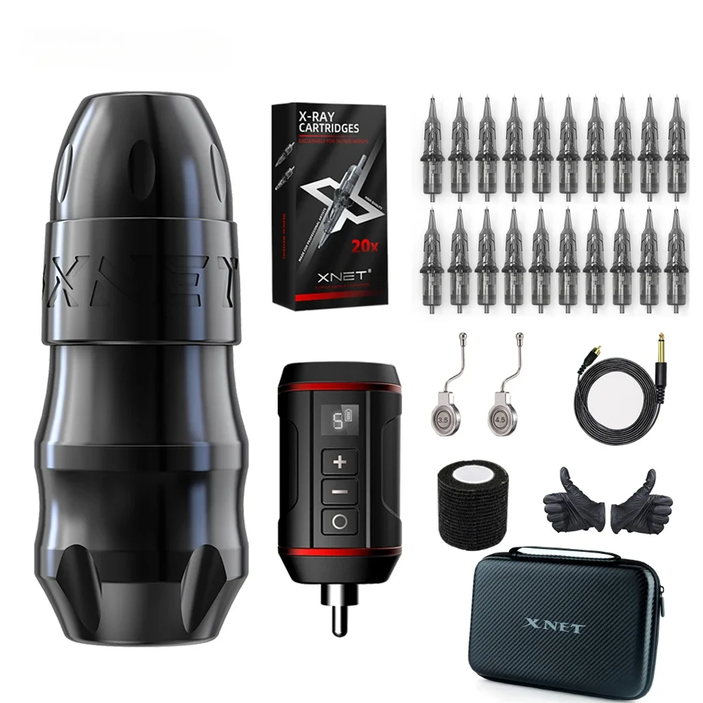 

XNET-Kit de máquina pluma tatuaje Sita, potente Motor sin escobillas, carrera 3,5-4,0-4,5mm, conector Cable RCA para