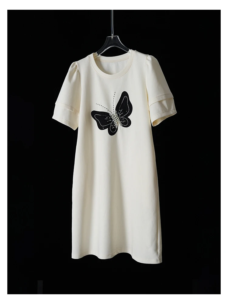 Женское Хлопковое платье в стиле ретро с принтом из бисера |