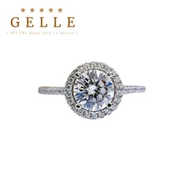 gelle certified 100 moissanite rings 1ct brilliant diamond vvs round cut engagement rings for gift sterling silver jewelry