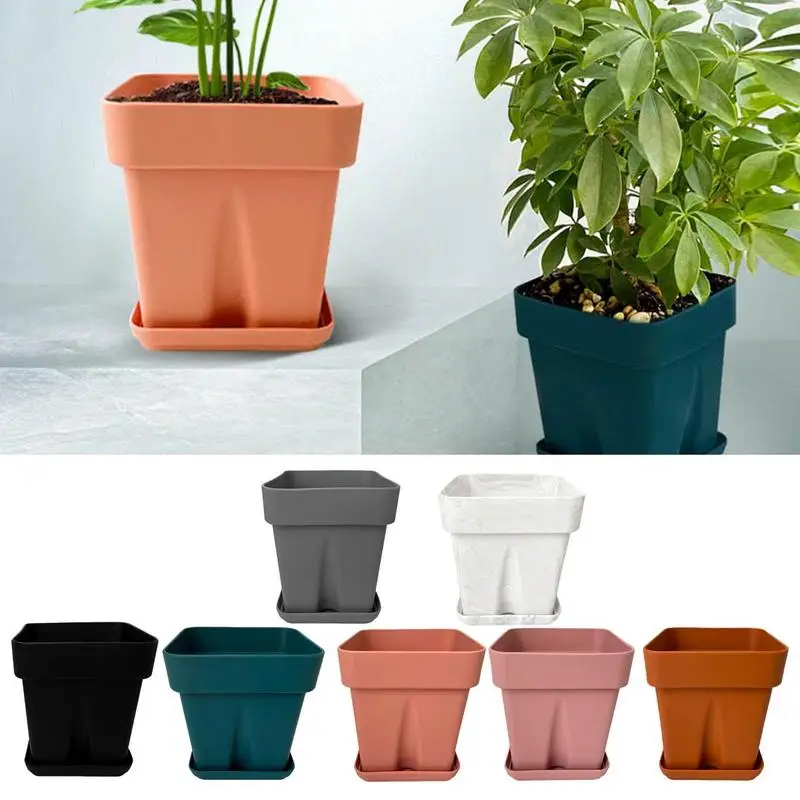 

Силиконовый цветочный горшок, защита от падения, горшок для суккулентов, домашний декор, кастрюли с дренажными отверстиями и подносом для украшения дома, офиса, стола