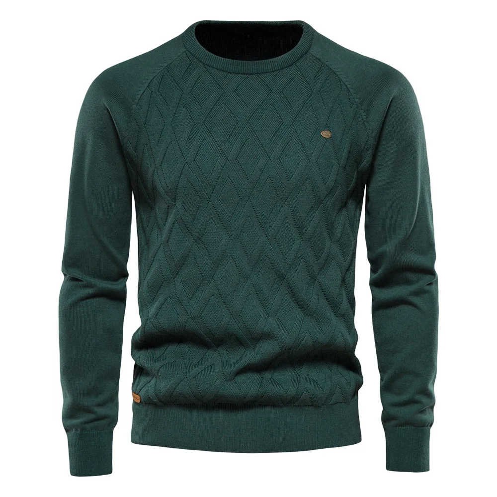 2023 Spring Autumn Winter High Quality Pullover Sweater Men New Pure Cotton Solid Color Knitwear Male Pullover Round Neck