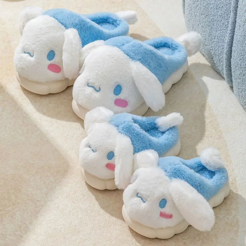 

Cute Cartoon Sanrio Cinnamoroll Bady Plush Slippers Winter Warmth Indoor Warmth Plush Girl Cotton Slippers for Christmas Gift