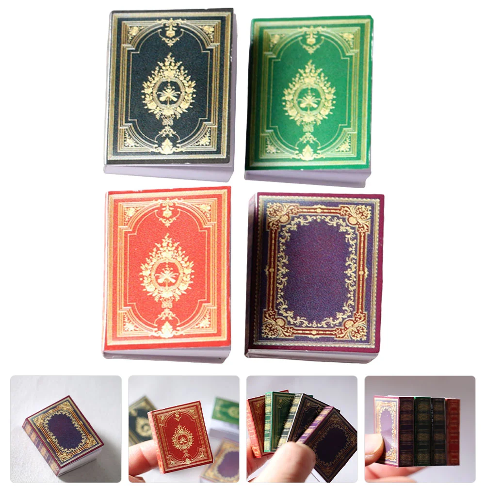 

Books Miniature Book Mini Accessories Library Toys House Vintage Room Kit Retro Model Bible Pretend Play 12 Kids Miniatures