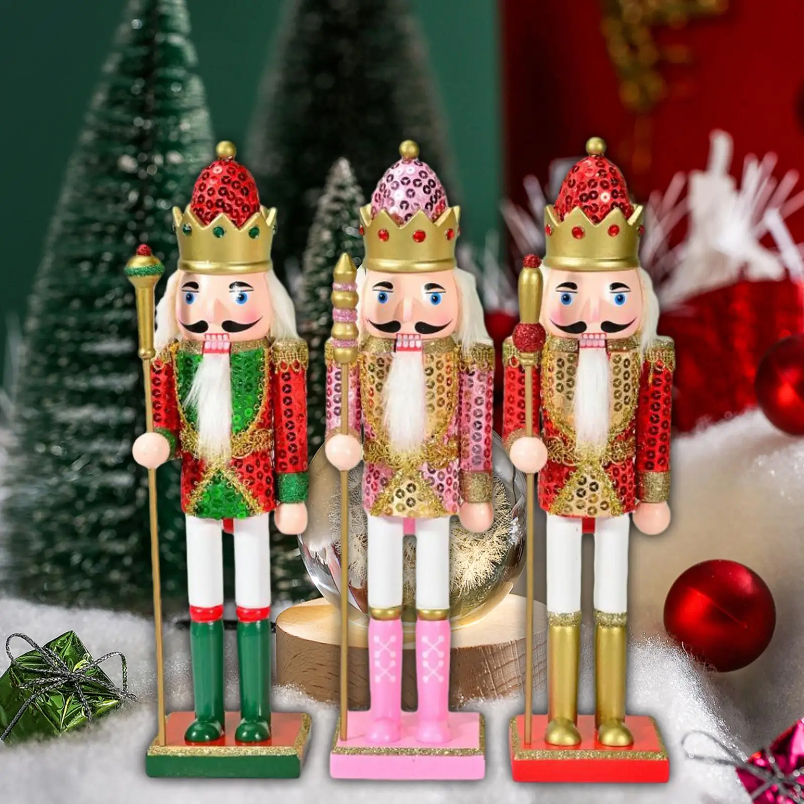 

3Pcs Nutcracker Ornaments Nutcracker Crafts Painted Scene Layout Accessories Traditional Party Favors Xmas Desktop Decoration