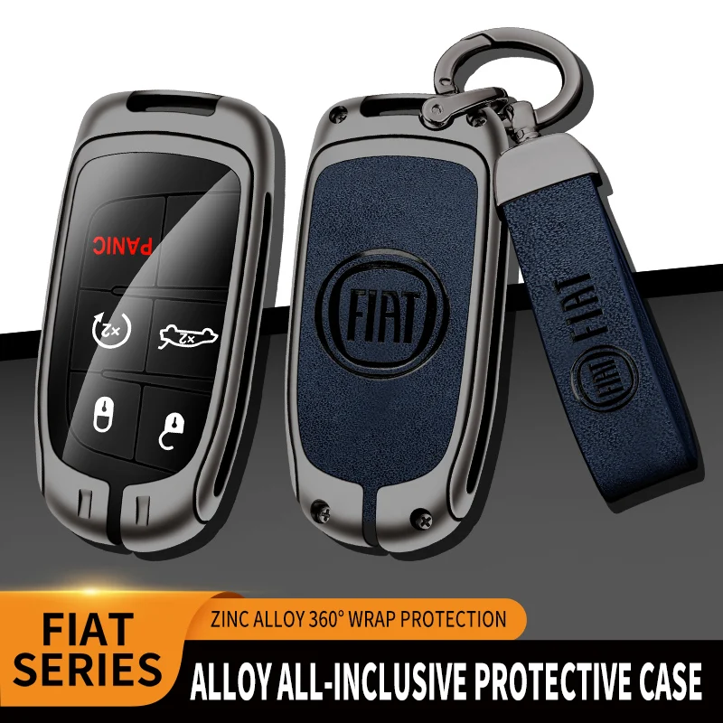 

Zinc Alloy Leather Car Smart Remote Key Cover Case Holder Shell For Fiat Freemont 2018 500X 500 500L Car Protection Accessories