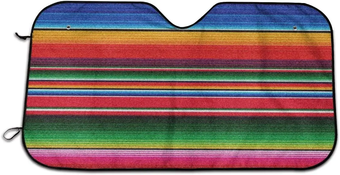 Serape Rainbow Stripes Windshield Sun Shade Portable Auto Sunshade Universal Car Sun Shade with Suction Cups Blocks Heat Sun Shi Serape Rainbow Stripes Windshield Sun Shade Portable Auto Sunshade Universal Car Sun Shade with Suction Cups Blocks Heat Sun Shi