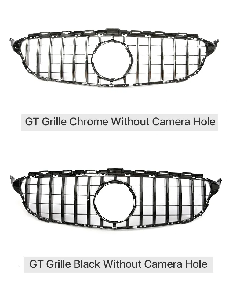 Передний бампер для Mercedes Benz C Class W205 гоночный гриль Diamond AMG GT E63S серебристо-Черный