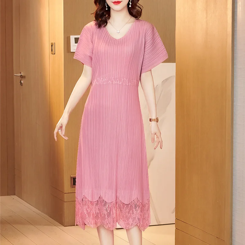 

Платье женское летнее эластичное до середины икры, с V-образным вырезом и коротким рукавом