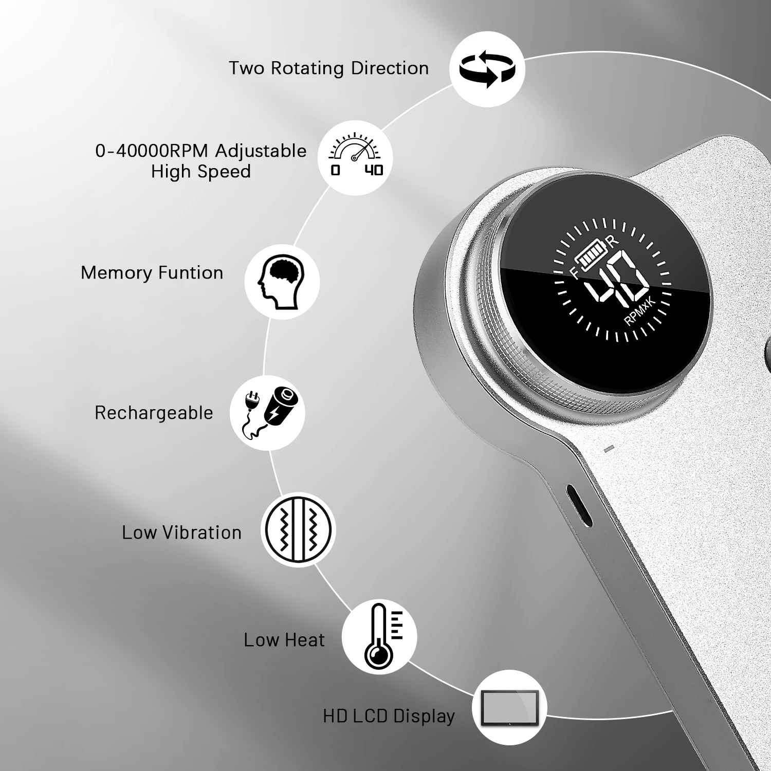 Аппарат для маникюра 40000 об./мин. бесщеточный