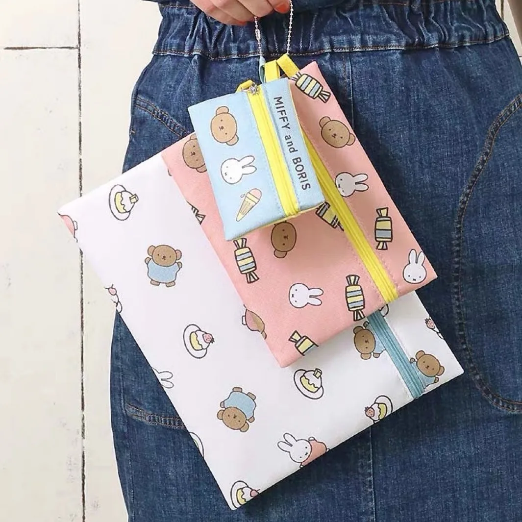 Kawaii Miffy 3 комплекта канцелярских принадлежностей сумка для хранения сертификатов