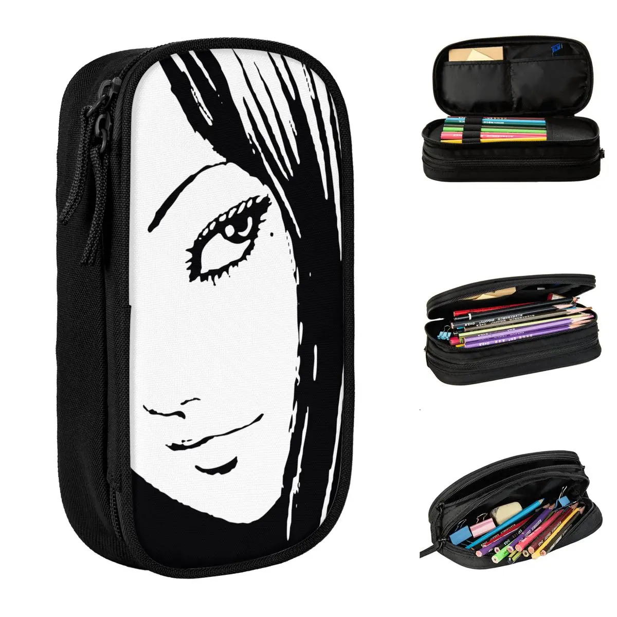 

Junji Ito Pencil Case Tomie Japanese Kago Manga Horror Pen Holder Bags for Student Large Storage School Supplies Pencilcases