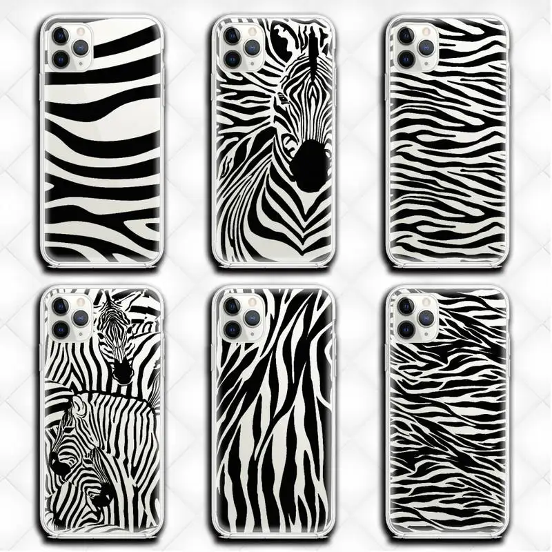 

Fashion Zebra pattern Phone Case Clear for iphone 13 12 11 Pro max mini XS 8 7 Plus X SE 2020 XR cover