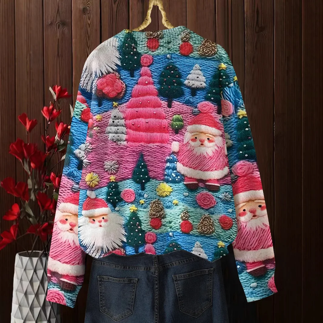 Топ с принтом Санта-Клауса женский вязаный свитер одежда Рождеством женские