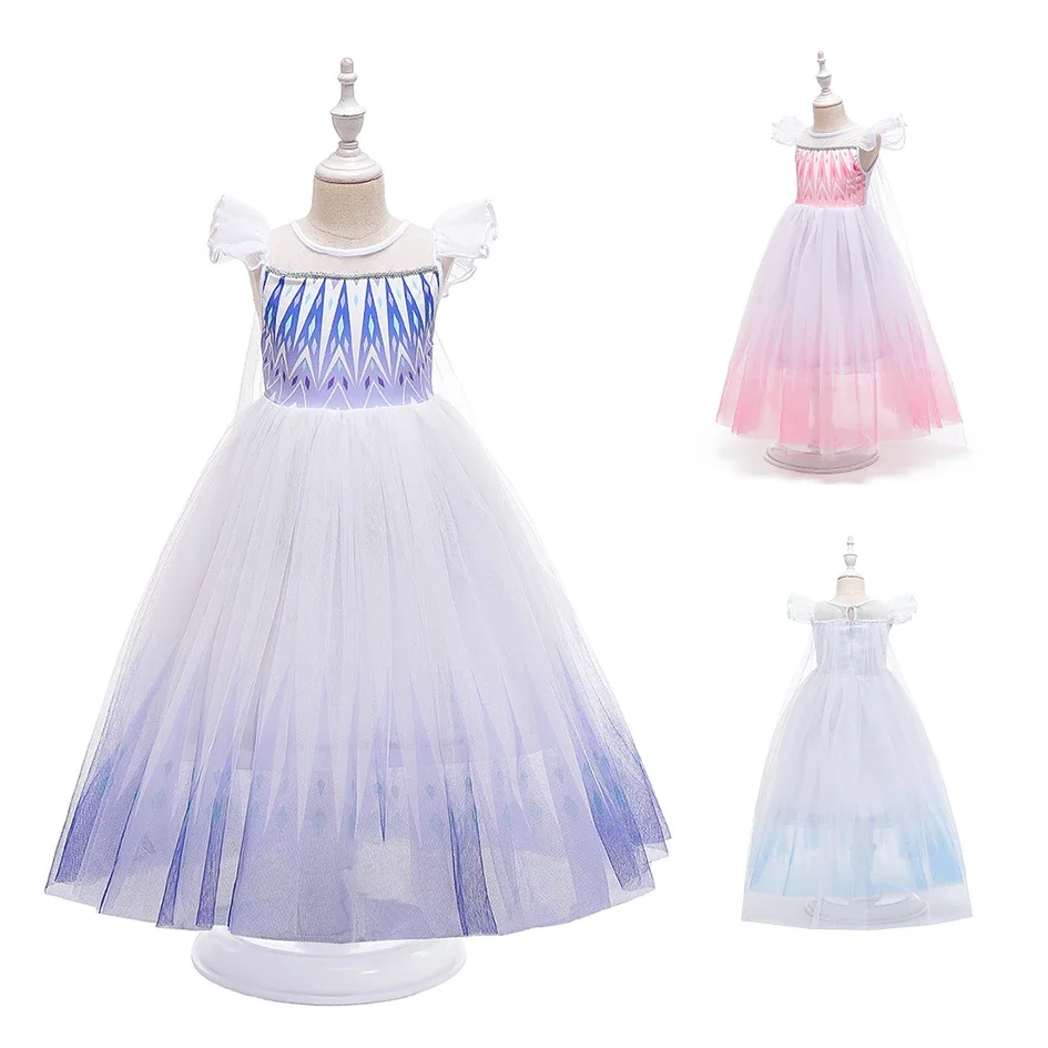 Костюм Эльзы Холодное Сердце 2 Для Девочек Платье Из Полиэстера Сетки Хэллоуин