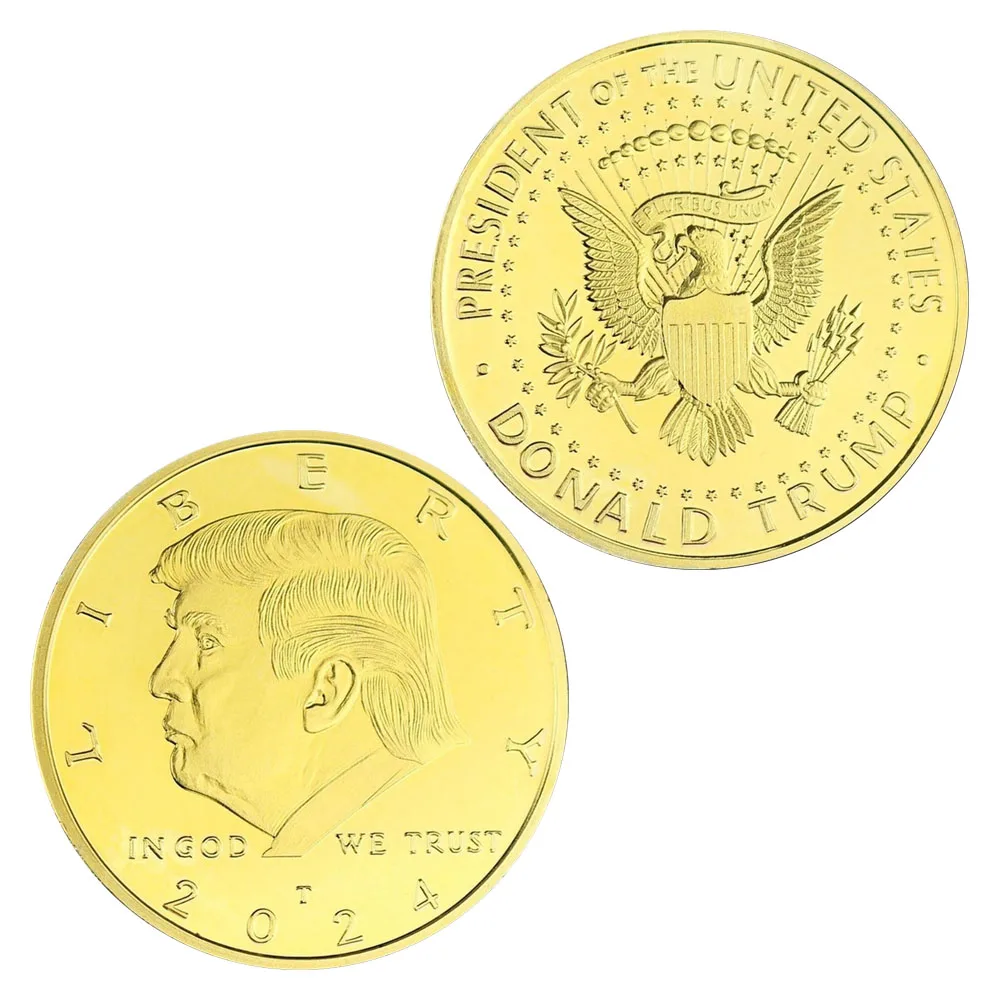 

45-й президент США Дональд J. Коллекционная позолоченная сувенирная памятная монета с изображением Трампа 2024 Basso-relievo