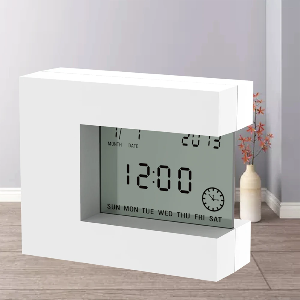 

4 in1 Digital Alarm Clock Home Office Desk Table Watch LCD Clock Calendar Date Countdown Timer Display Electronic Thermometer