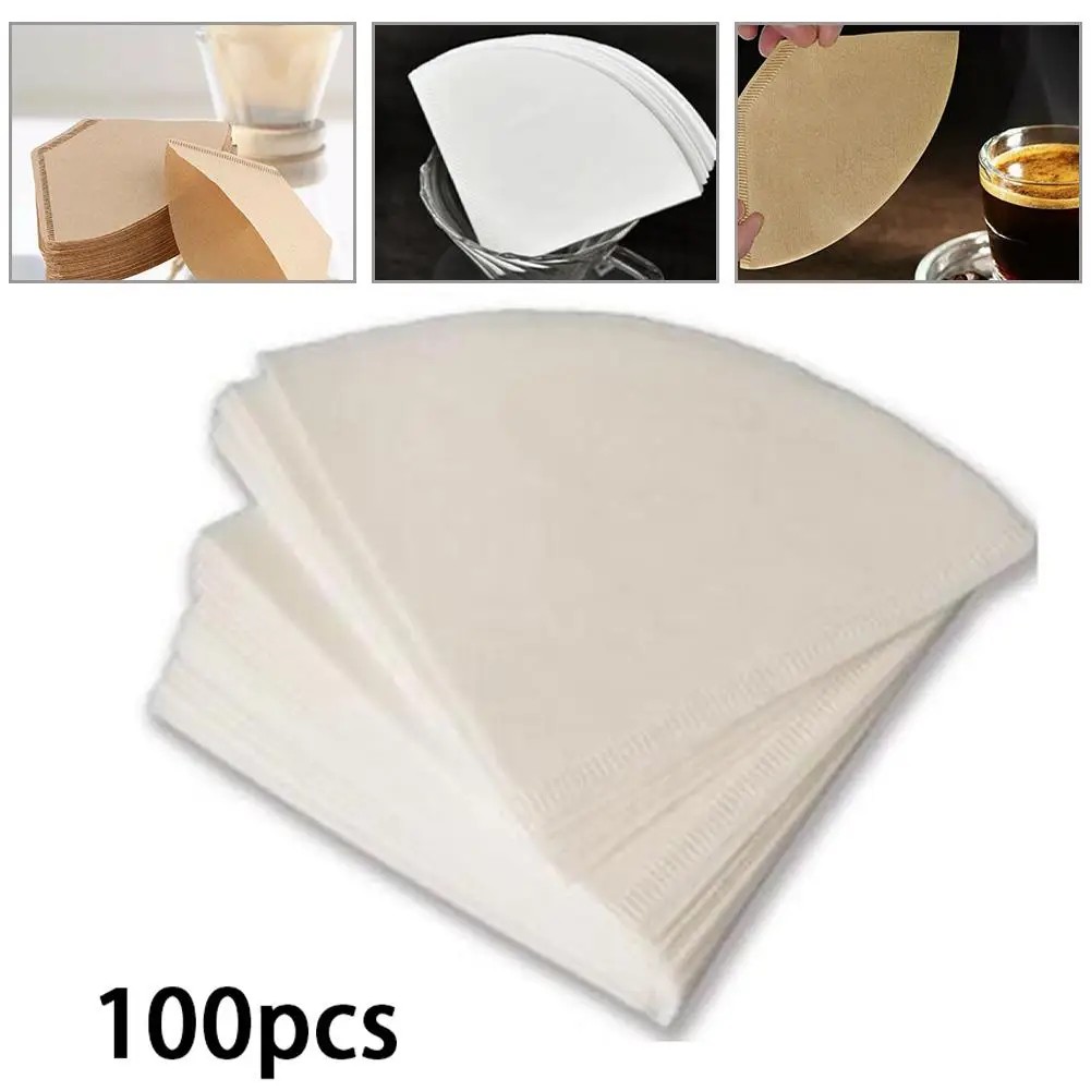 

100Pcs Cone-Shape Coffee Filter Paper Natural Original Wooden Drip Paper V60 Filter Cup Replacement Coffee Filter For 2-4 People