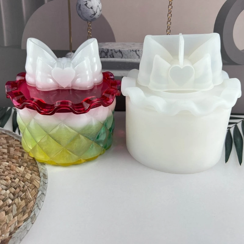 

Формы в форме банта из смолы, Круглая Коробка для хранения, формы с крышкой, держатель для мыла, силиконовая форма, шкатулка для ювелирных изделий, оптовая продажа