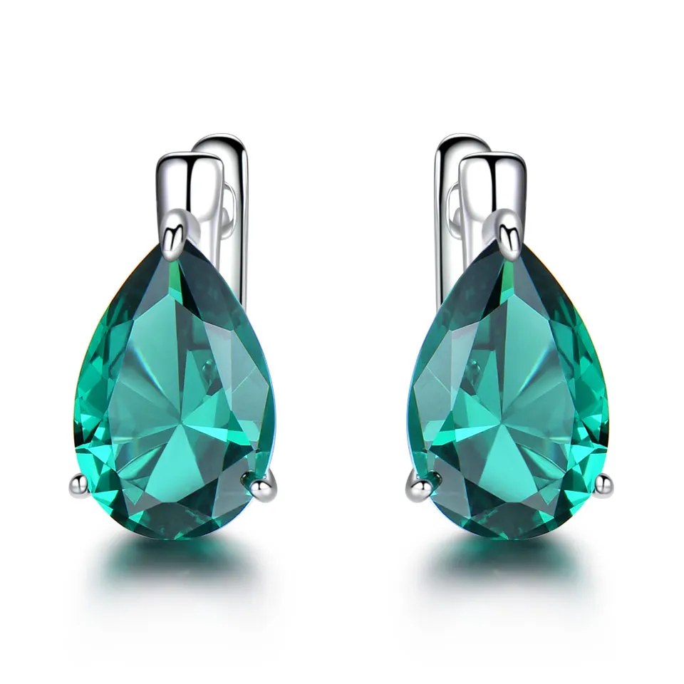 UMCHO Luxury Nano Gemstone Blue Topaz Clip Earrings For Women 925 Sterling Silver Clip On Earrings Water Drop Fine Jewelry Gift images - 6