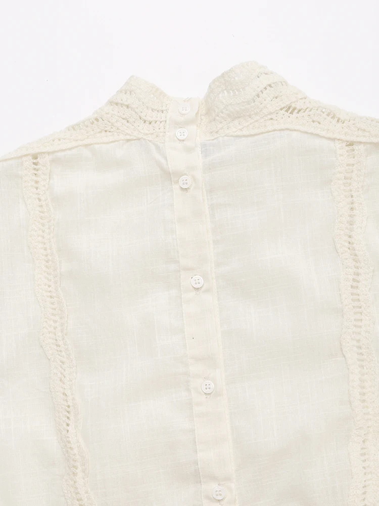 Женский винтажный топ с воротником-хомутом и пуговицами на спине