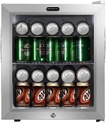 

BR-062WS, 62 Can Capacity Stainless Steel Beverage Refrigerator with Lock, White