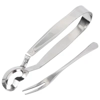 2pcs stainless steel food clip escargot fork clip snail tong utensils tableware for home restaurant hotel fork and clip