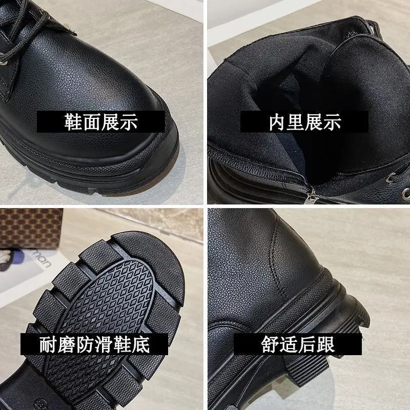 Fashion Luxury 2022 New Boots for Women Patent Leather Boots Square Heel High Top Women Shoes Europe Short Boots Female