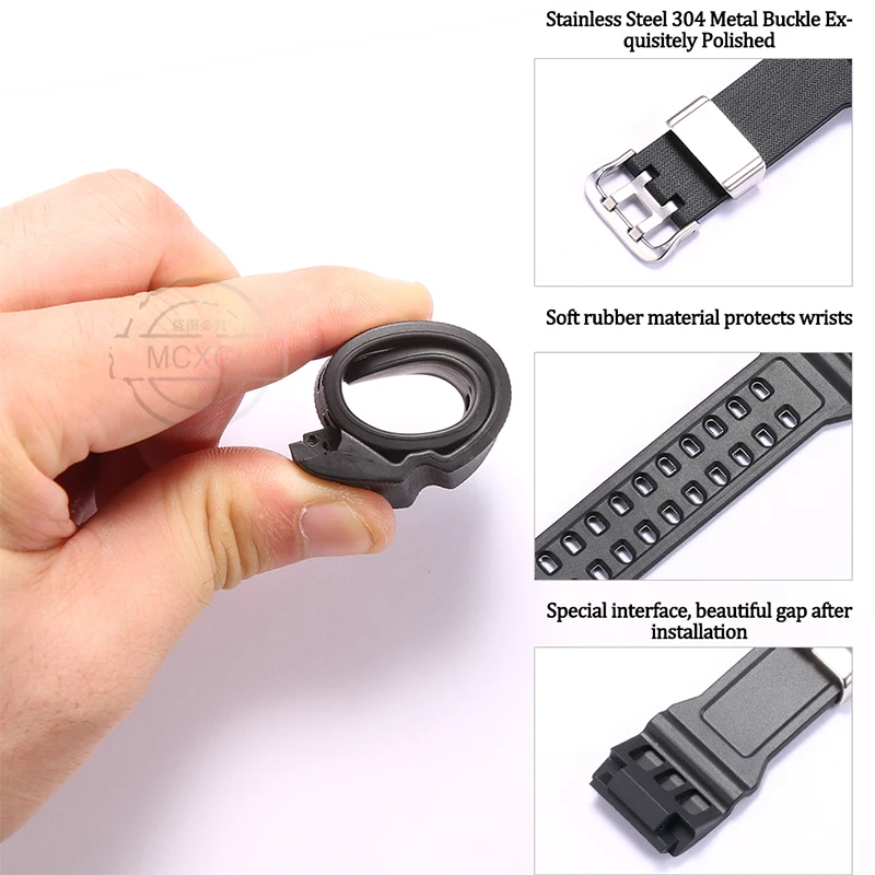 Resin Strap Suitable for Casio G-shock Mudmaster GG1000 GWG100 GSG100 Men’s Watch Band Sports Waterproof Stainless Steel Loop