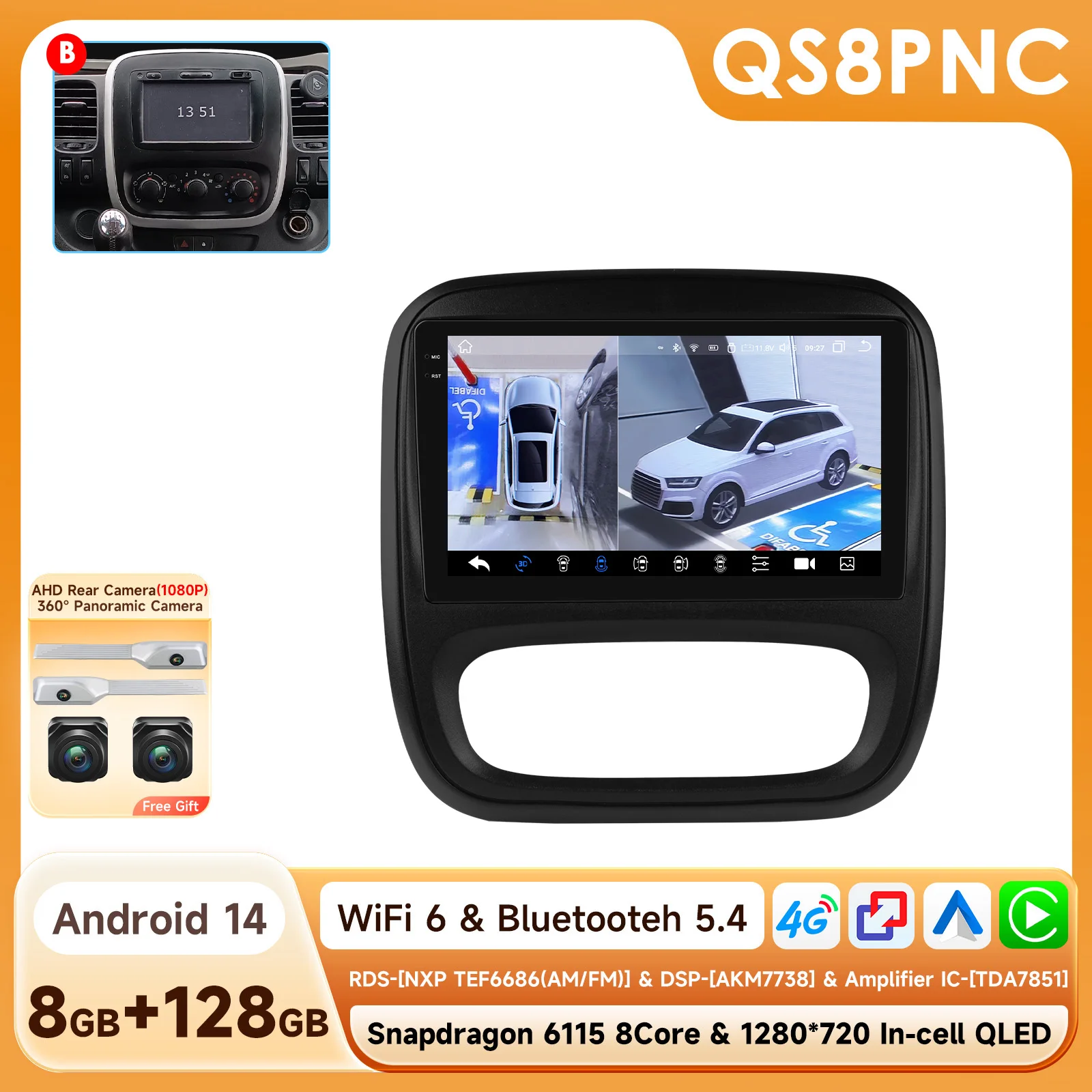 

Hizpo Автомобильный радиоприемник-мультимедийный плеер для Renault Trafic 3 2014- 2021 Opel Vivaro B 2014-2018 Android Автоматическая навигация Carplay 2din