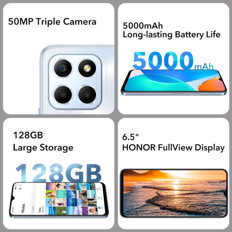 Tanie [HONORX6SALE] HONOR X6 X6S Smartphone 6.5 Cali Wyświetlacz 5000mAh Duża Bateria 50MP Potrójny Aparat Doładowania Telefonu Komórkowego
