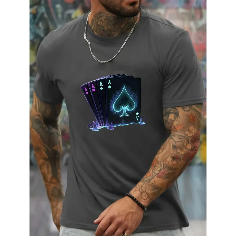 Мужская трикотажная рубашка с коротким рукавом и круглым вырезом