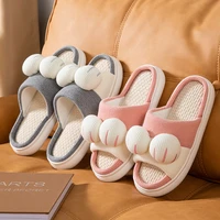 home slippers for women cotton linen thick sole slipper female soft anti slip unisex bedroom slippers men breathable footwear