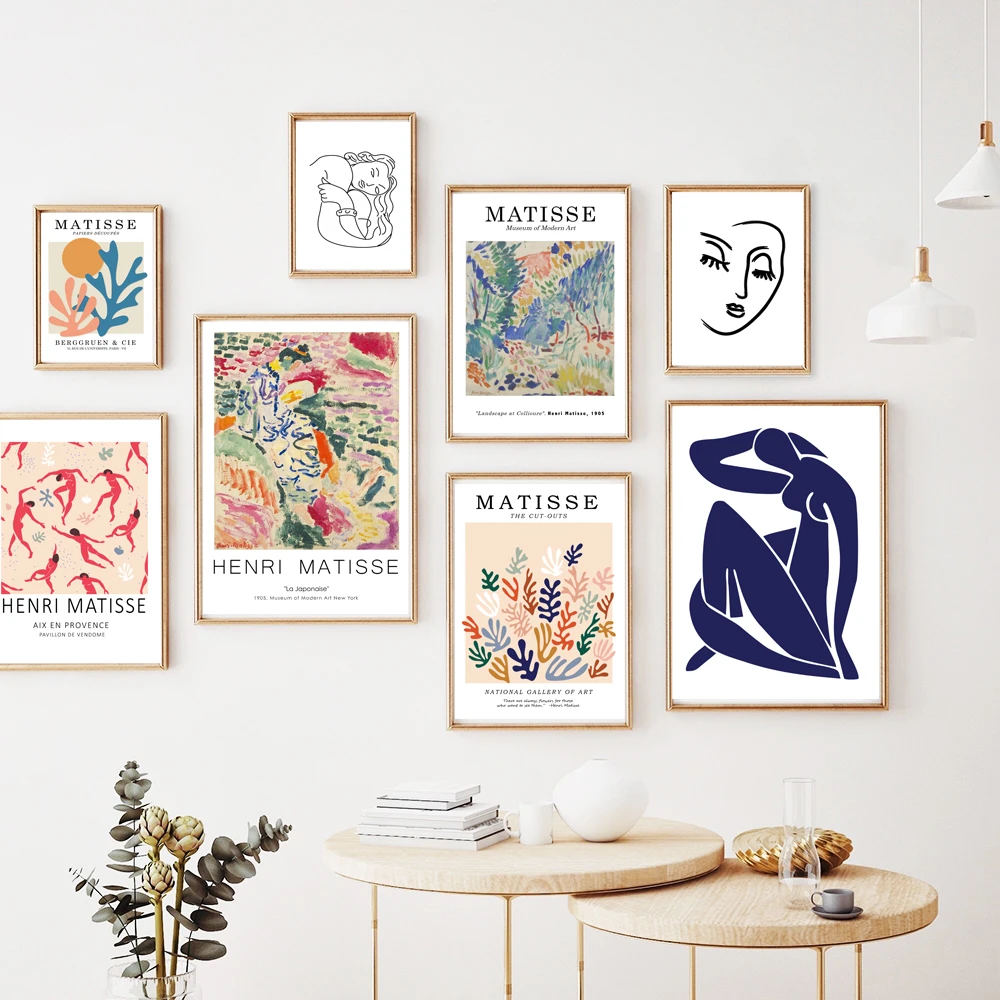 

Matisse Girl Line Coral Leaf Sun Abstract Wall Art Canvas Painting Nordic Posters And Prints Wall Pictures For Living Room Decor