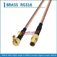 dual mmcx male right angle 90 degree to mmcx female plug pigtail jumper rg316 extend cable low loss 50 ohm type l
