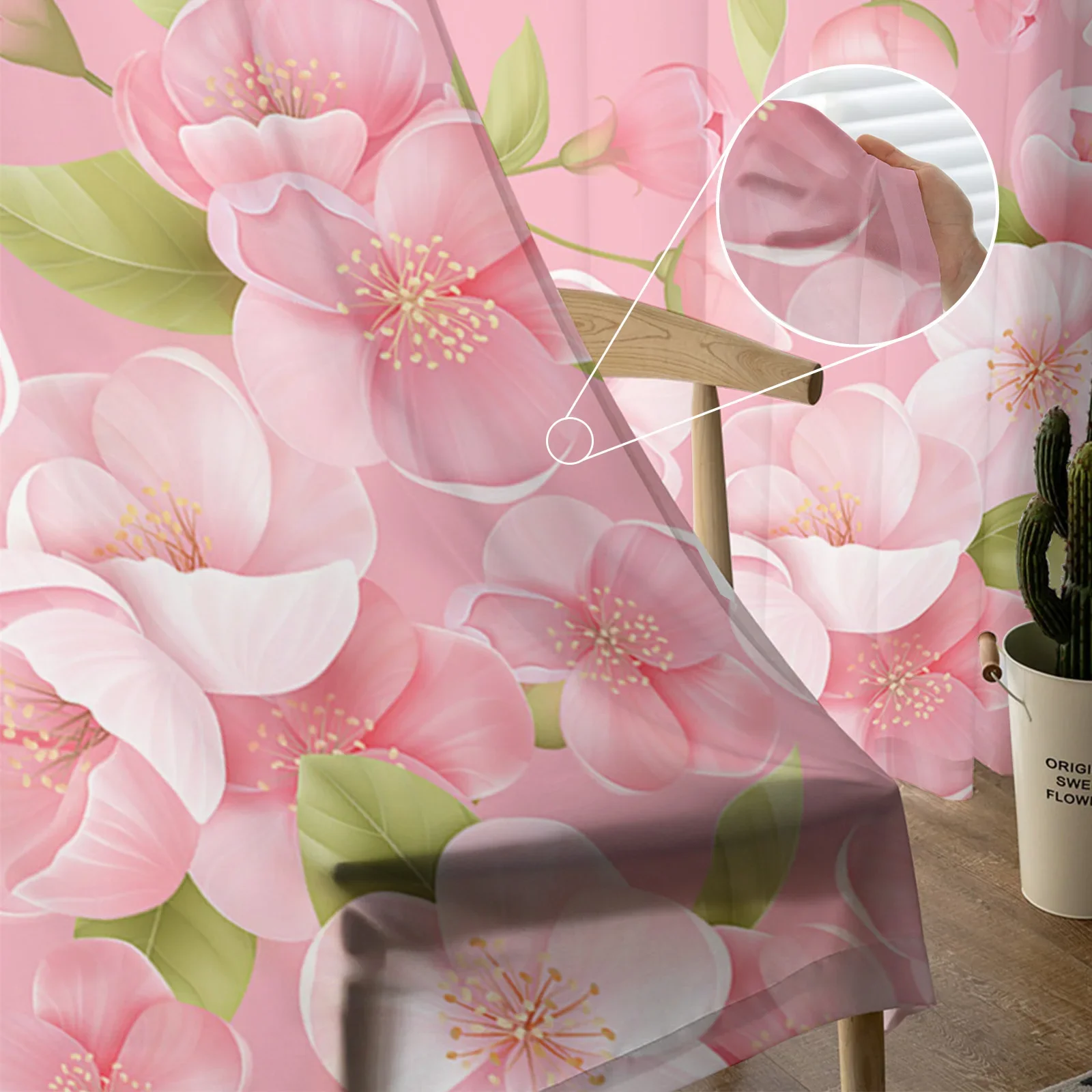 Розовый персиковый цветок тюлевые шторы для гостиной украшения кухни шифоновые