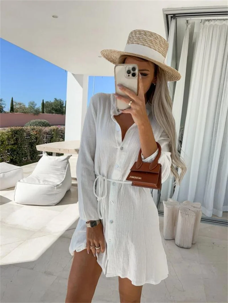 

New Women Solid Colors Spring Dress Fashion Button Summer Dress For Ladies Europe And America Clothes 3 Colors Drop Shipping