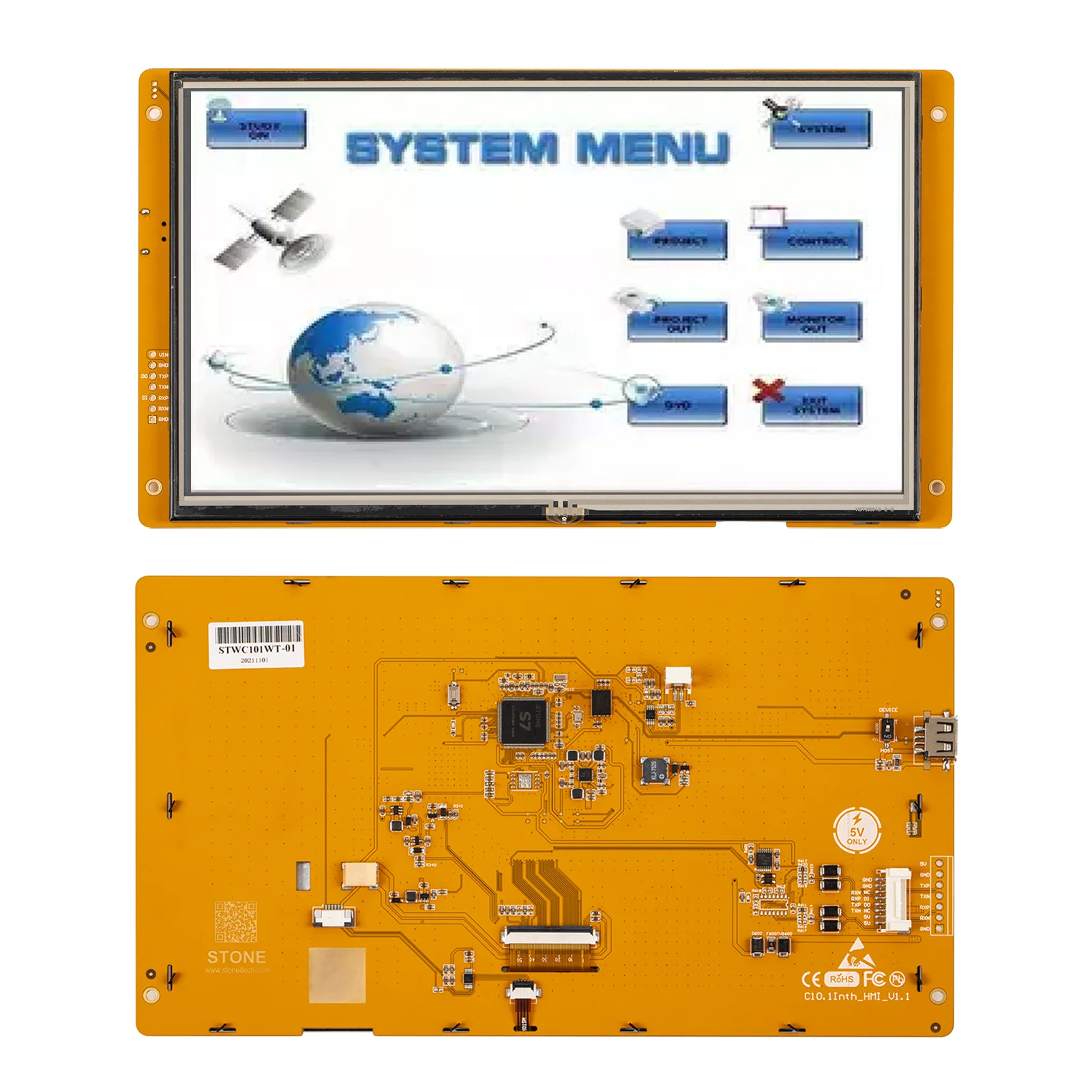 10.1 inch Smart LCD Touchscreen support for Engineering Machinery and Vehicle Equipment