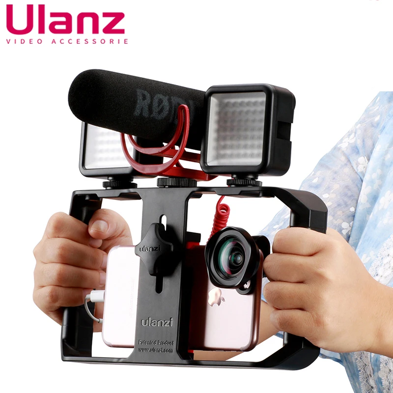 

Ulanzi U Rig Pro Handle Rig Triple Hot Shoe Mounts Video Stabilizer Vlog Grip for iPhone Mobile Filmmaker for microphone