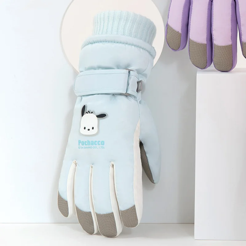 Детские лыжные перчатки Kuromi с пятью пальцами утолщенные защитные Sanrios от холода