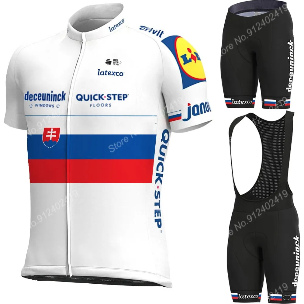 

Suit 2021 Quick Step Slovakia Team Cycling Jersey Set Mens Cycling Clothing Road Race Bike Shirts Shorts Bib Suit Ropa CIclism