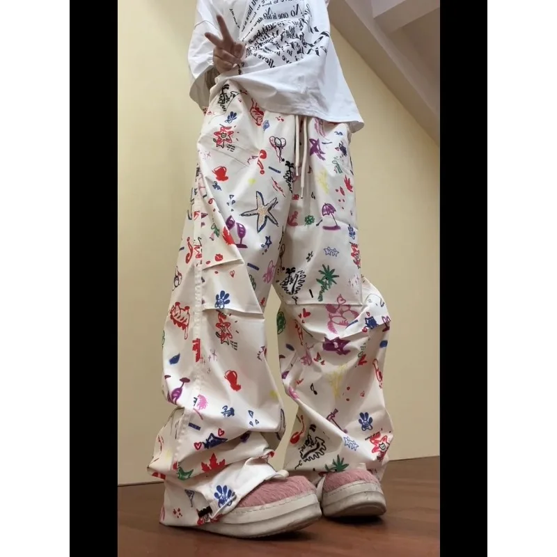 

Deeptown Graffiti Cyber Y2k Graphic Parachute Pants Baggy Pleated Streetwear Joggers Trousers Kpop Sweatpants Aesthetic Loose